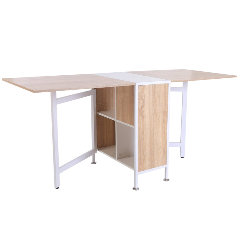 Mesa Dobrável com 4 Prateleiras para sala de Jantar Economiza Espaço 169x62x75 cm Madeira