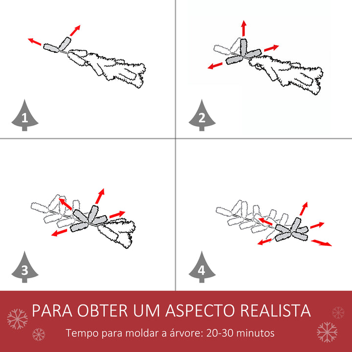 Árvore de Natal Artificial 180cm Ignífugo com 618 Ramos 34 Bagas 30 Pinhas Folhas de PVC e Suporte Metálico Decoração de Natal para Interiores Verde