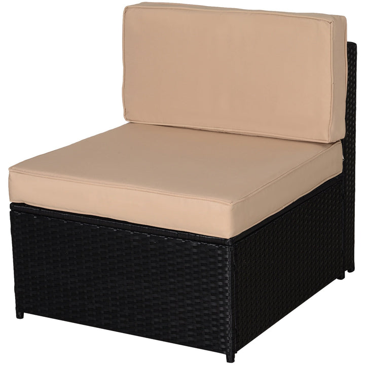 Conjunto de móveis de jardim de vime 7 peças mesa Sofás Tamboretes com almofadas