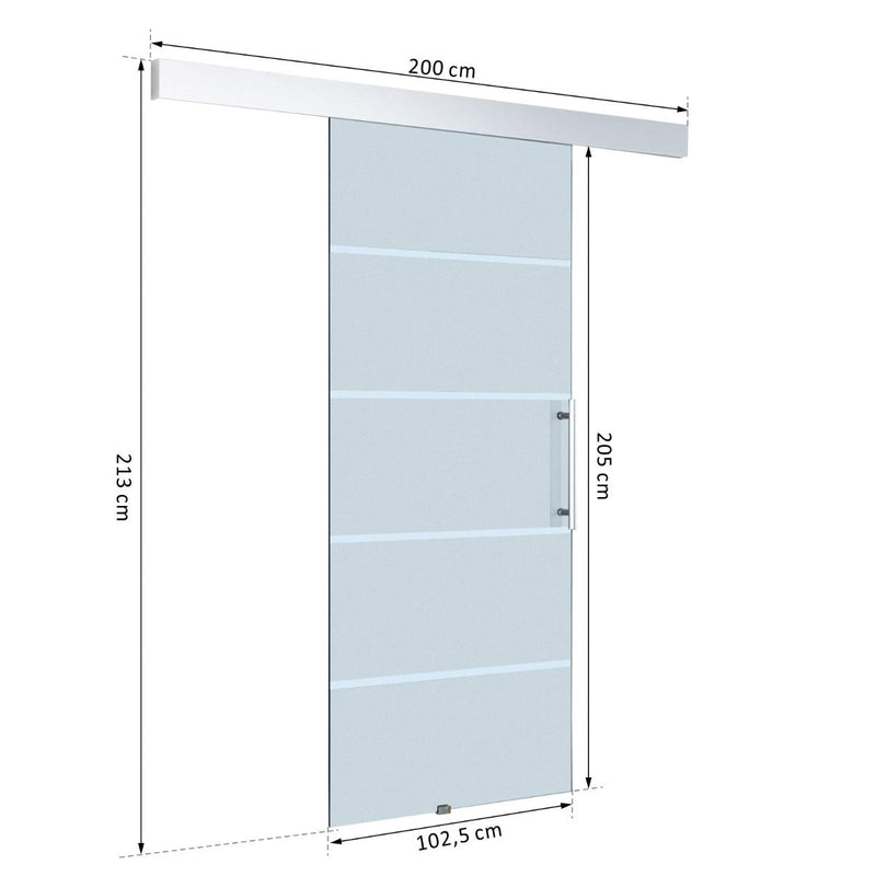 Portas de Correr de Vidro com 4 Listas-Instalação sem Obras-Medidas 205x102,5 cm