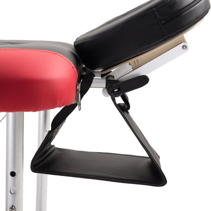 Marquesa de Massagem Alumínio Dobrável 185 x 60 cm Tatuagem Terapia Cama Preto Vermelho