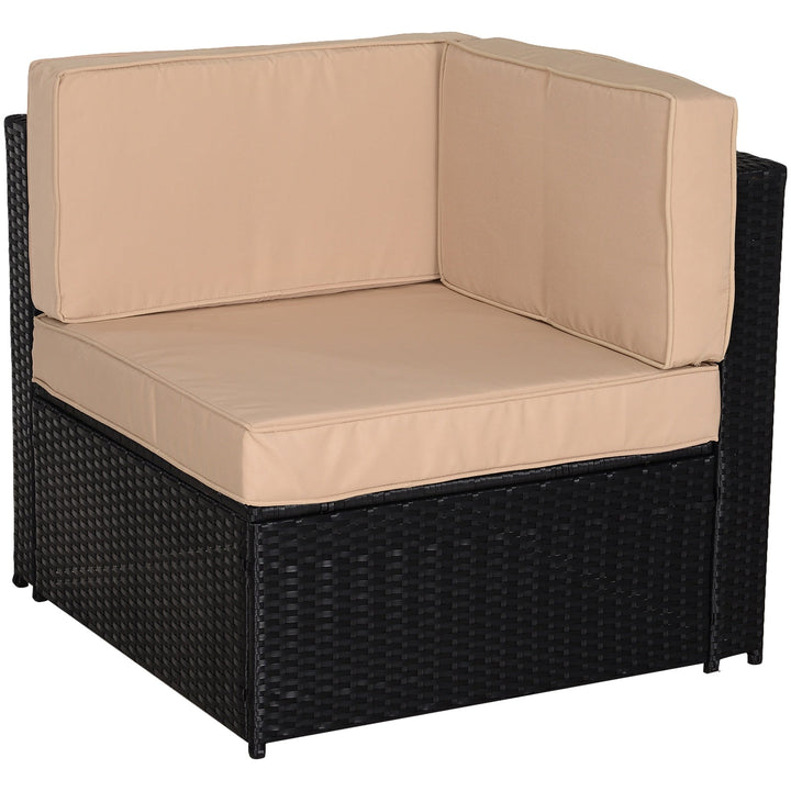 Conjunto de móveis de jardim de vime 7 peças mesa Sofás Tamboretes com almofadas