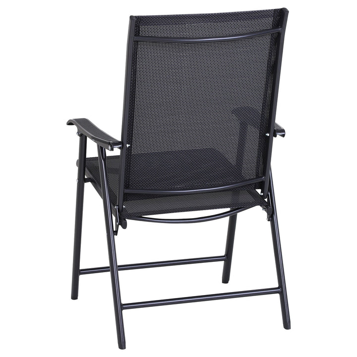 Conjunto de 2 cadeiras dobráveis para exteriores com braços Cadeiras para varanda Jardim Terraço 58x64x94 cm Preto Carga 100kg