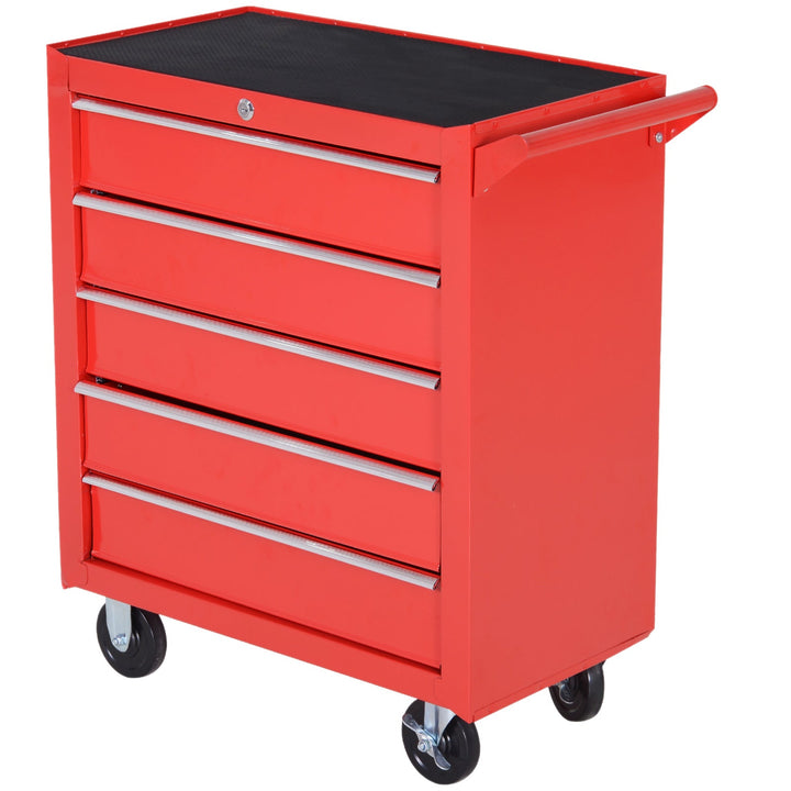 Carrinho de ferramentas com rodas 5 gavetas em chapa de aço 69x33x77.2cm