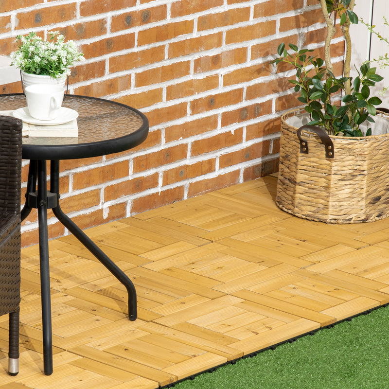 Conjunto de 27 Peças de Deck de Madeira para Exterior 30x30cm Área de 2,5m² Ladrilhos para Exterior com Sistema Clic para Balcão Terraço Jardim Madeira