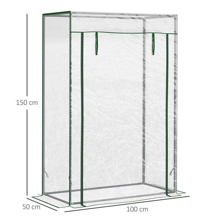 Estufa com Porta Enrolável e Estrutura de Aço Estufa de Jardim Varanda Pátio para Cultivo de Plantas 100x50x150 cm Transparente