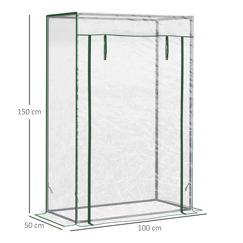 Estufa com Porta Enrolável e Estrutura de Aço Estufa de Jardim Varanda Pátio para Cultivo de Plantas 100x50x150 cm Transparente