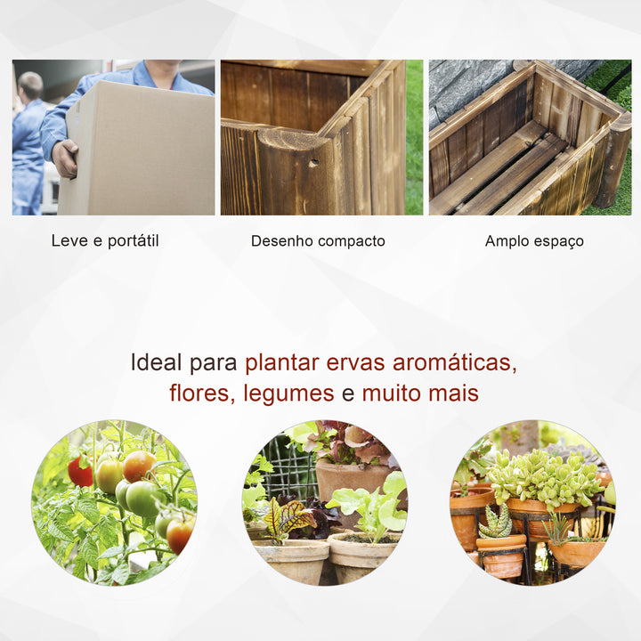 Floreira de Madeira Floreira de Jardim Retangular com 4 Pés para Cultivos de Verduras Flores para Pátio Varanda 70x35x30 cm Madeira