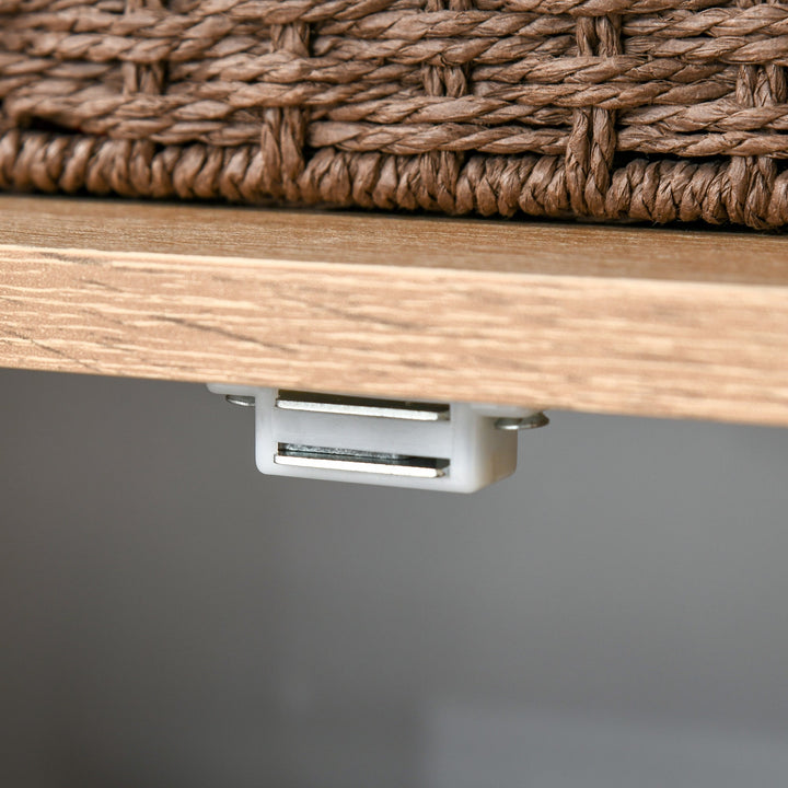Estante para Livros com Múltiplas Prateleiras Abertas e 1 Armário com Porta Dupla Estante de Armazenamento para Escritório Sala de Estar 80x35x97cm Madeira Natural