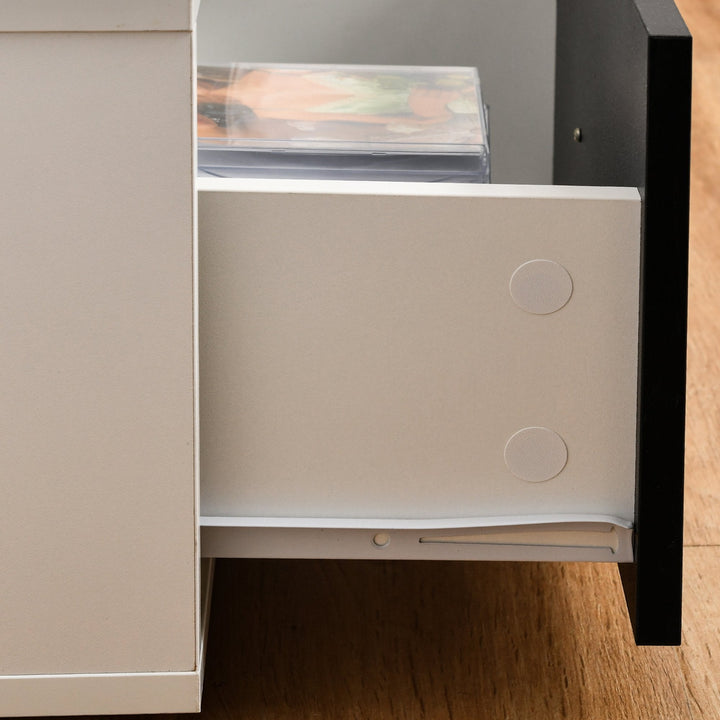 Móvel de TV para Televisores de até 60" Móvel de Sala de Estar Moderno com 2 Gavetas e Compartimento Aberto 140x30x32cm Branco e Preto