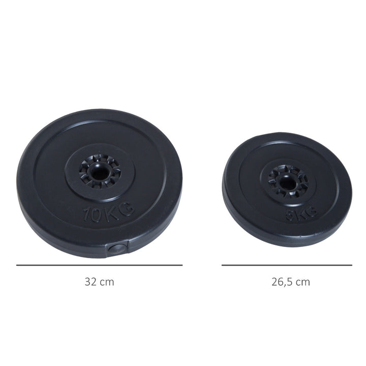 Conjunto de 4 discos de peso de 5 kg e 10 kg com orifício de Ø25 mm preto