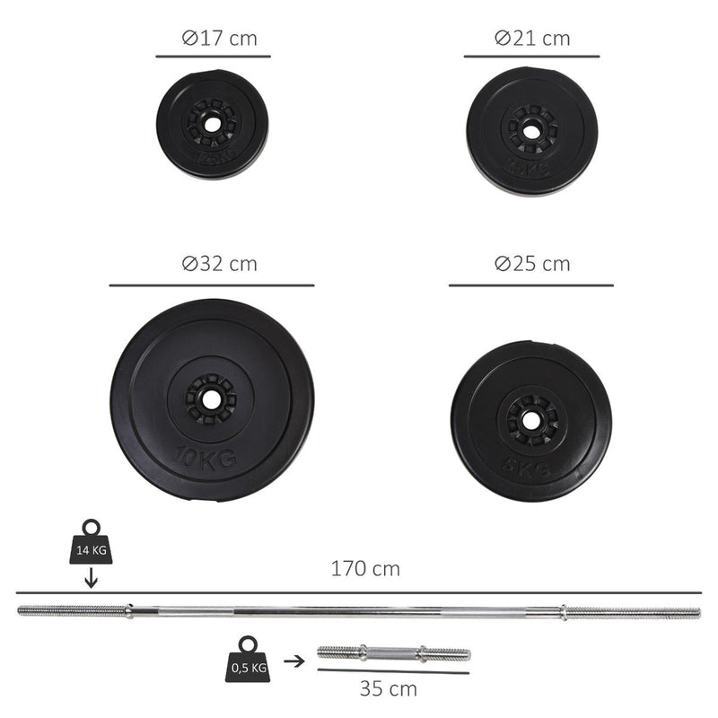 Conjunto de pesos de halteres e barras ajustáveis ??2 em 1 com discos para musculação e fitness preto