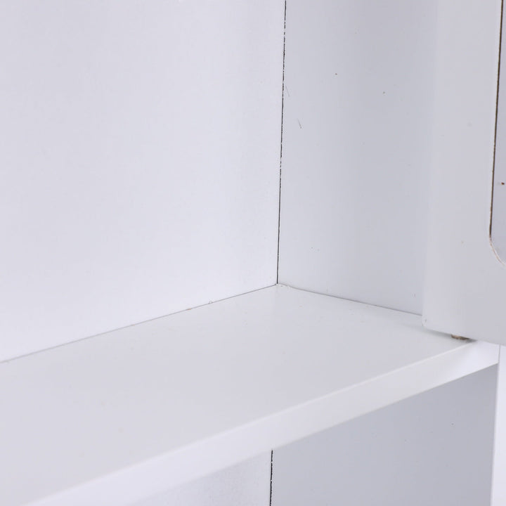 Armário de banheiro com parede de espelho com 2 portas 3 níveis de armazenamento de parede cor branco 56x13x58cm