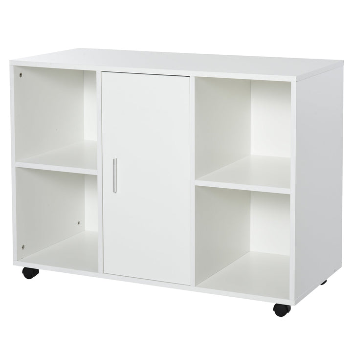 Armário para Escritório de Impressora com Espaço de Armazenamento e Rodas 100x 40 x 71 cm Branco