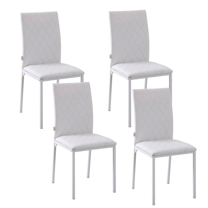 Conjunto de 4 Cadeiras de Sala de Jantar Estofadas com Pés de Metal Cadeiras Modernas para Cozinha Carga Máxima 41x50x91cm Branco