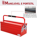 Caixa de Ferramentas de Aço Dobrável Portátil com 5 compartimentos com Alça de Transporte para Oficina Bricolagem 57x21x41cm Vermelho