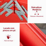 Caixa de Ferramentas de Aço Dobrável Portátil com 5 compartimentos com Alça de Transporte para Oficina Bricolagem 57x21x41cm Vermelho