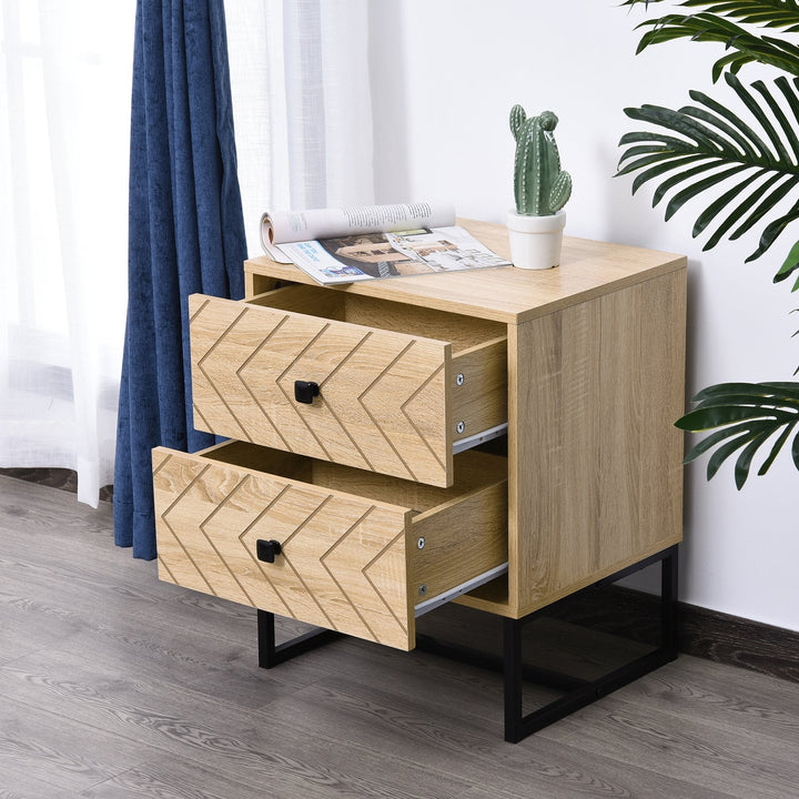 Mesa de Cabeceira cómoda de madeira confortável com 2 gavetas 48x39,5x60cm