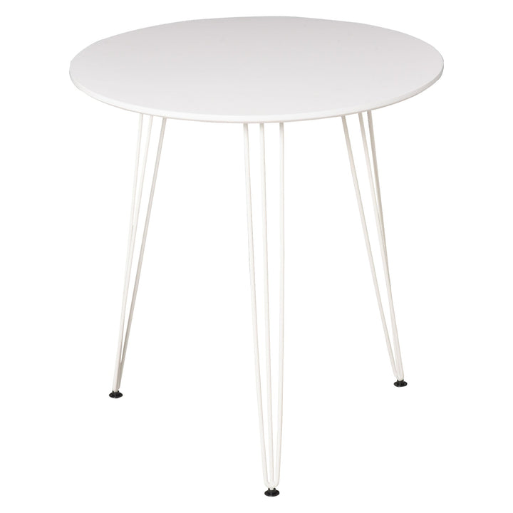 Mesa de Sala de Jantar Redonda com Pés em Forma de Garfo Metálicos Estilo Moderno para Cozinha Sala de Estar Cafeteria Ø70x75cm Branco
