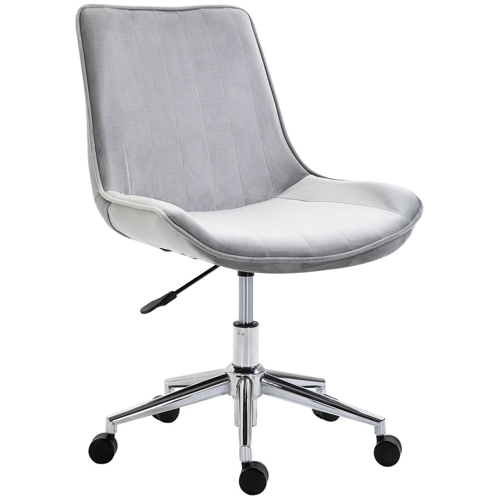 Cadeira de Escritório Giratória Cadeira de Escritório Ergonómica com Altura Ajustável Encosto Estofado em Pelúcia Suave e Rodas Carga 120kg 52,5x60x82-91cm Cinza