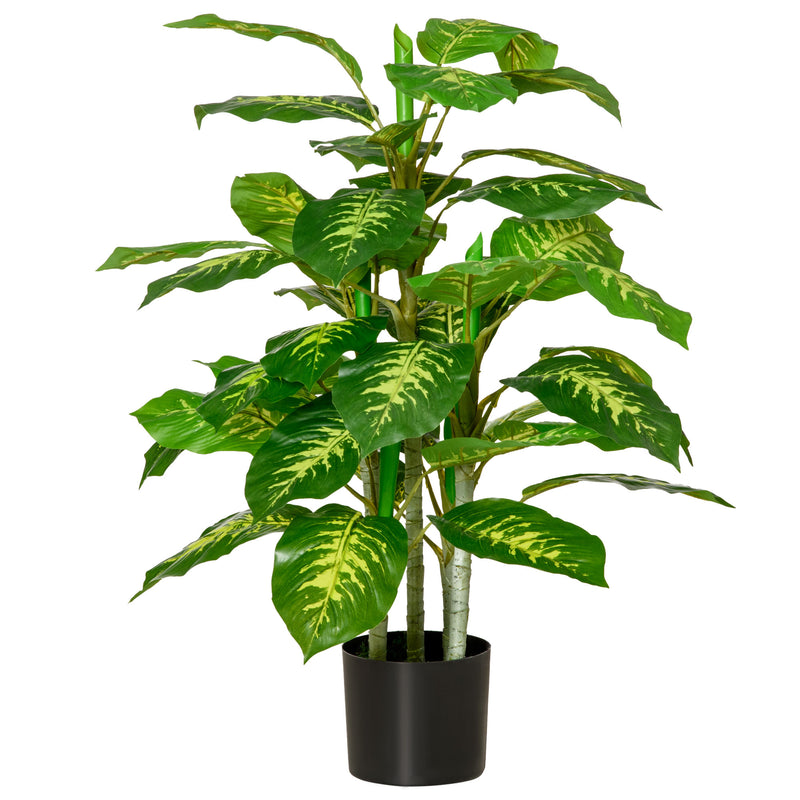 Planta Artificial Aglaonema Planta Sintética de 95cm com 42 Folhas e Vaso de Cimento Decoração para Casa Escritório e Exterior Verde