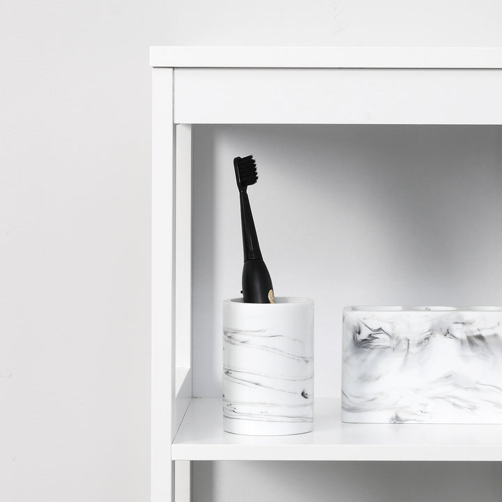 Estante para Casa de Banho de 5 Níveis Móvel Auxiliar de Armazenamento para Cozinha Sala de Estar Dormitório Estilo Moderno Anti-Tombamento Carga Máx. 30kg 30x30x140cm Branco