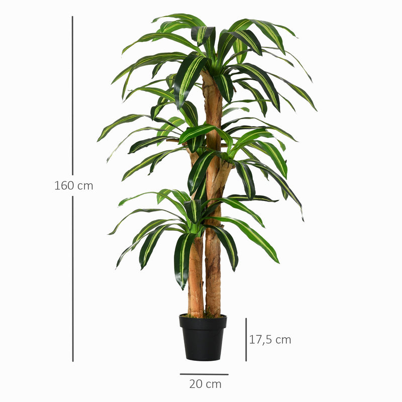 Planta Artificial Decorativa Dracaena com Pote Árvore Sintética 66 Folhas Ø20x160 cm Verde