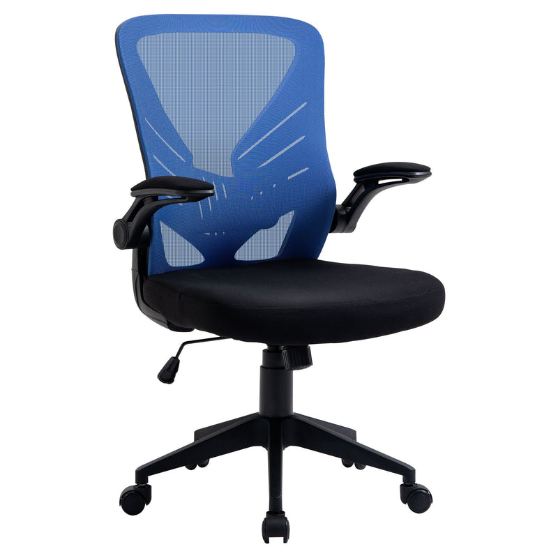 Cadeira de Escritório Ergonômica Giratória com Altura Ajustável Apoio para os Braços e Suporte Lombar Transpirável 62x59x99-107cm Azul e Preto