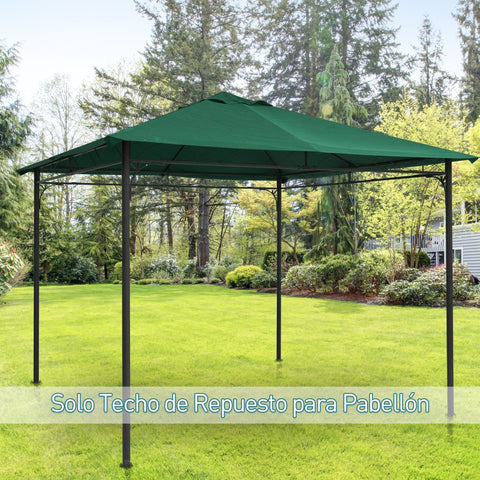 Cobertura de Substituição de 3x3m para Pérgola de Jardim com 8 Orifícios de Drenagem e Ventilação Verde