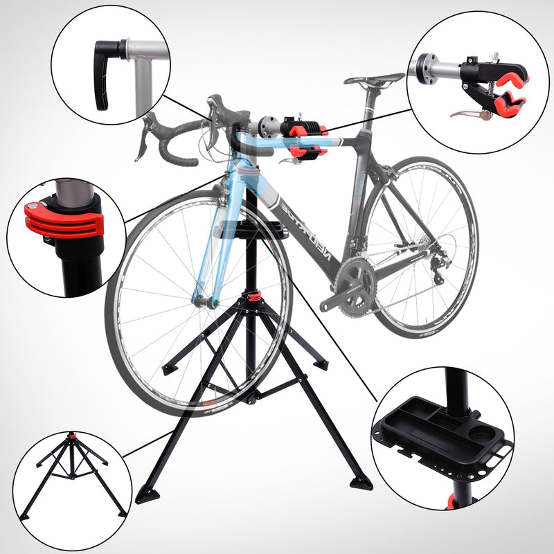 Suporte Tipo Cavalete para Reparação de Bicicletas - Tubo PP + aço Q195 - 65,5x50x109-180 cm