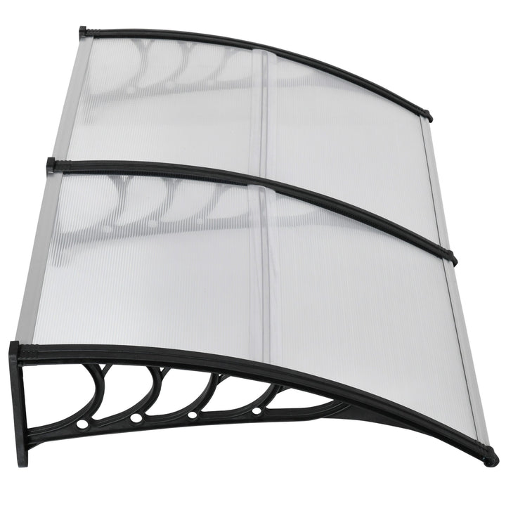 Marquise de Proteção 200x100cm Marquise Exterior para Portas e Janelas contra o Sol e Chuva com Suporte de PP Policarbonato Transparente