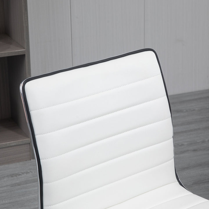 Cadeira de Escritório Ergonômica Giratória com Altura Ajustável Encosto Estofado em Couro Sintético Carga 120kg 47x57x76,5-86,5cm Branco