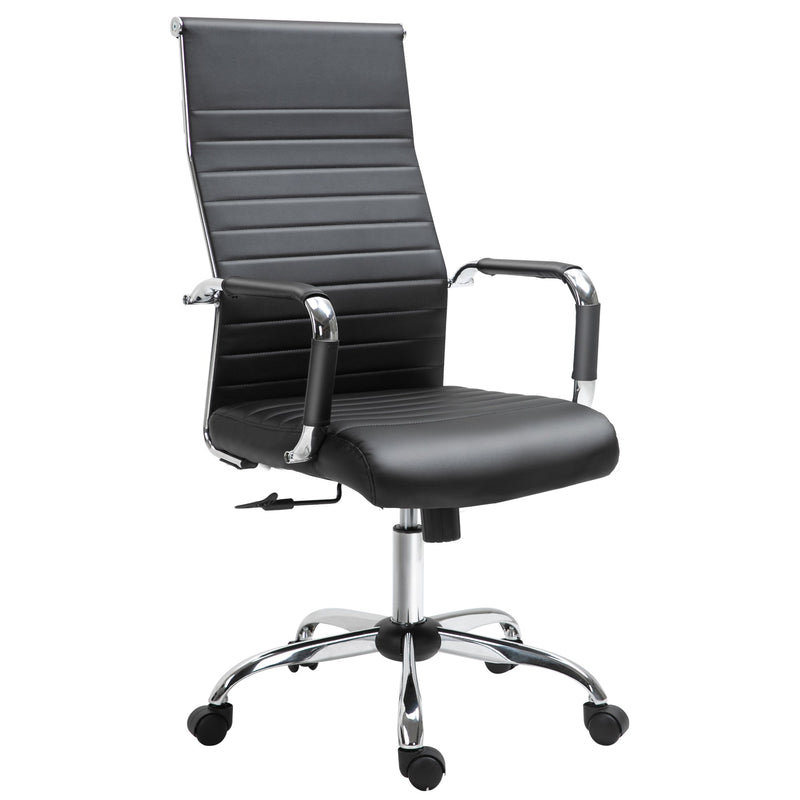 Cadeira de Escritório Ergonômica Giratoria 360° Inclinável com Altura Ajustável Rodas Apoio de Braços 54x62x104-114 cm Preto