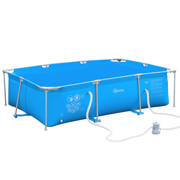 Piscina Desmontável Tubular 291x190x75cm com Depuradora de Cartucho Piscina Retangular de Exterior para Adultos e Crianças 3600L Azul