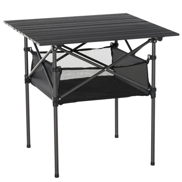 Mesa dobrável de camping piquenique com malha e bolsa de transporte 70x70x69 cm Preto