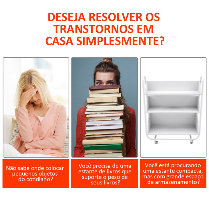 Estante Moderna em forma de S tipo Biblioteca de 6 Prateleiras- Madeira– Cor: Branco- 80 x 25 x 192 cm