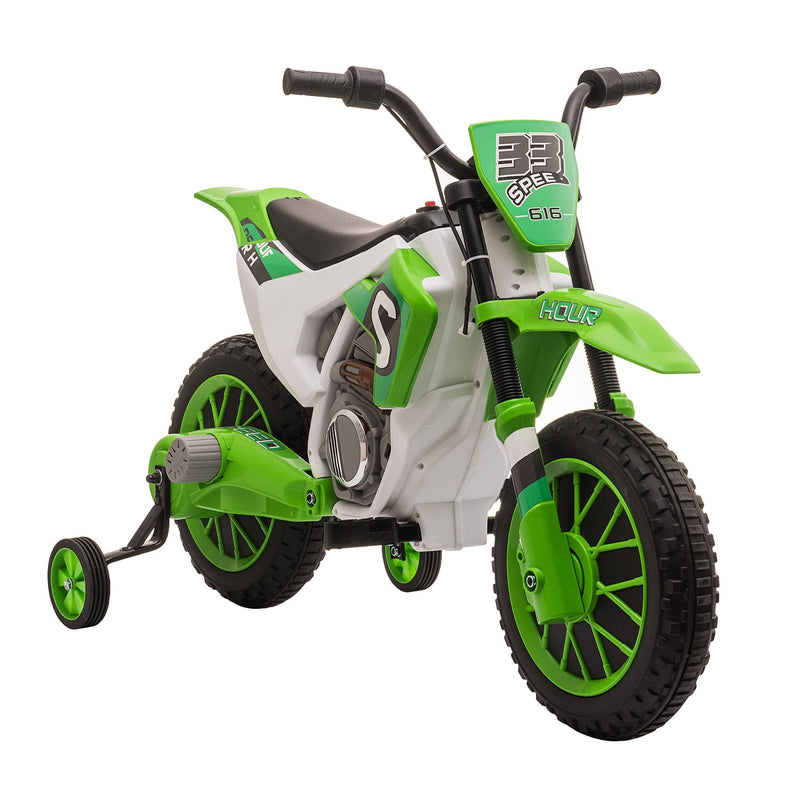 Mota Elétrica para Crianças acima de 3 Anos 12V Mota de Brinquedo Infantil com 2 Rodas de Equilíbrio Velocidade Máx. 8km/h Arranque Suave 106,5x51,5x68cm Verde