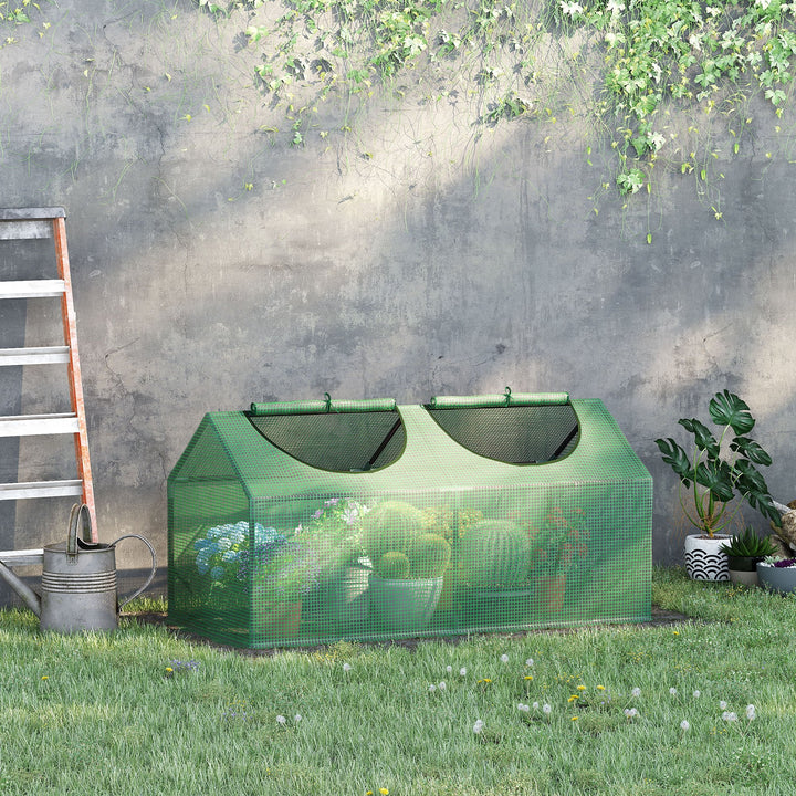 Estufa 119x60x60cm Estufa de Jardim com 2 Janelas Enroláveis para Cultivo de Plantas Verduras Flores Verde Translúcido