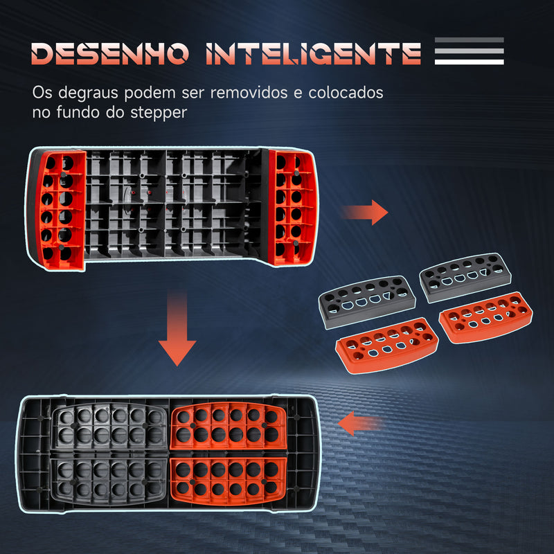 Plataforma Step Fitness Step de Aeróbico com Altura Ajustável de 10/15/20cm Plataforma de Exercício em Casa Ginásio Oficina Carga 150kg 78x28x20cm Vermelho e Cinza