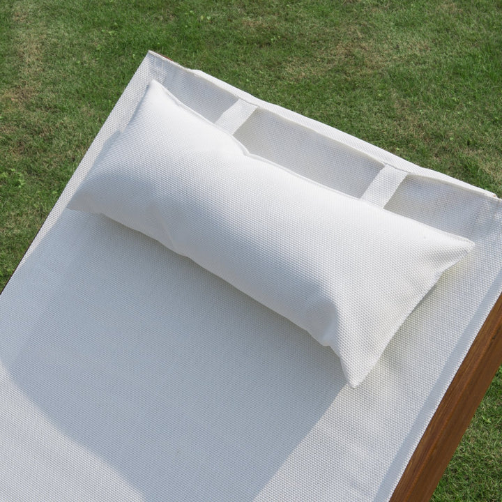 Espreguiçadeira para jardim terraço e piscina - cor branca - madeira -165x72x70cm