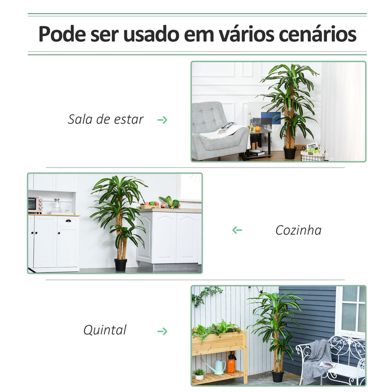 Planta Artificial Decorativa Dracaena com Pote Árvore Sintética 66 Folhas Ø20x160 cm Verde