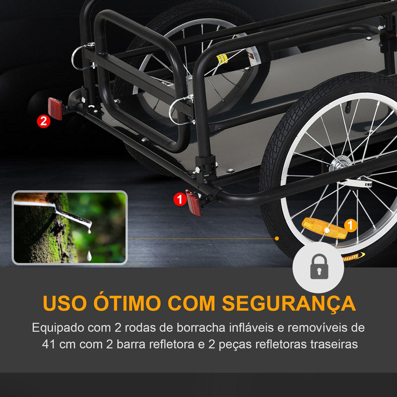 Reboque de Carga para Bicicleta Carregamento de Bagagem Armação de aço leve com refletores