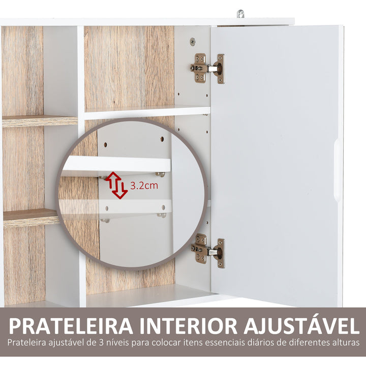 Armário de banheiro com espelho com espaço interior e prateleiras abertas 60x14.5x49.4 cm