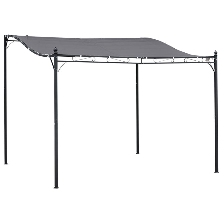 Pergola de jardim 3x3m com Toldo e 4 Furos de Drenagem Metal e Poliester 180 g / m² Resistente Cinza
