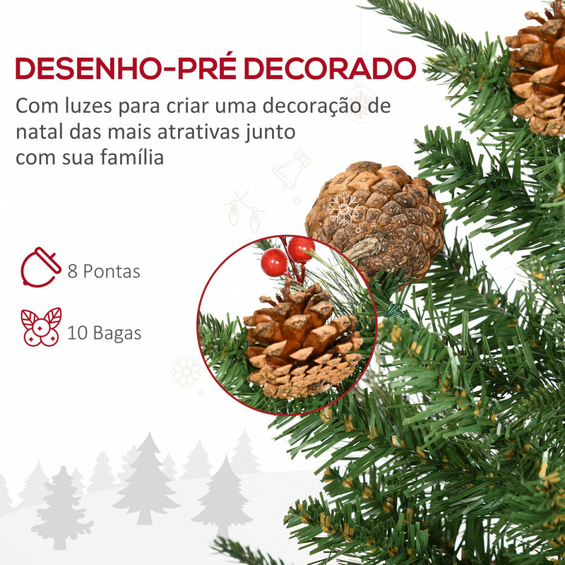 Conjunto de 2 Árvores de Natal Artificial 90cm com Vaso Ignífugo com 110 Ramos 70 Bagas 8 Pinhas e Folhas de PVC Decoração de Natal para Interiores Verde