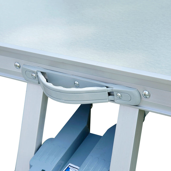 Mesa de piquenique dobrável com 4 lugares e furo para guarda-sol para Camping - Alumínio - 85,5x67,5x66,5 cm