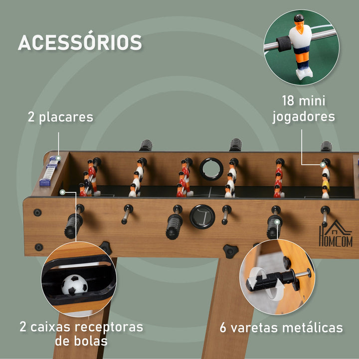 Mesa de Matraquilho para Crianças e Adultos Matraquilho 69x37x70cm com 2 Bolas 6 Hastes Metálicas 2 Placares de Pontos 18 Jogadores Pés Dobrável para Familias Festas Madeira