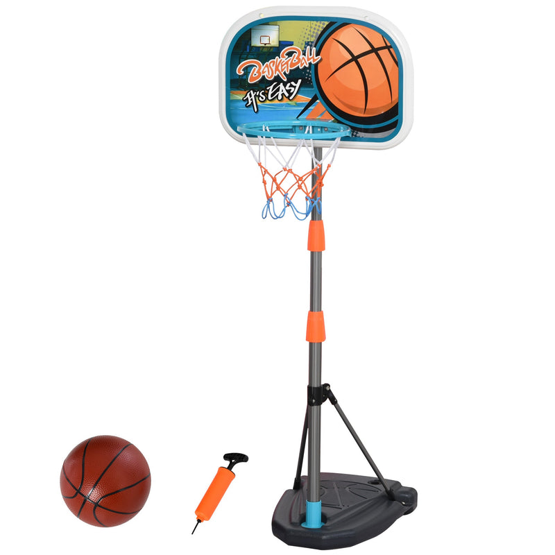 Tabela de basquetebol para crianças acima de 6 anos com suporte de altura ajustável e base recarregável incluídos 32x65x126-158 cm