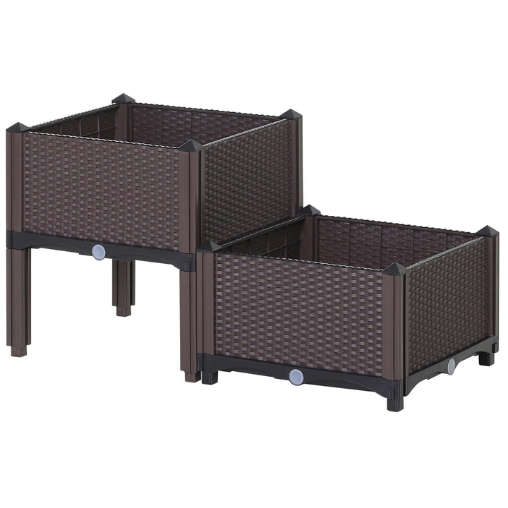 Conjunto 2 plantadores quadrados com furos de drenagem de água 40x40x26 / 44cm