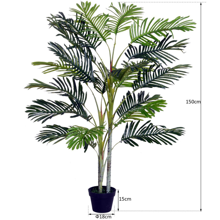 Palmeira Artificial 150cm com bastões naturais Árvore decorativa da planta Sintético com vaso Casa terraço jardim decoração